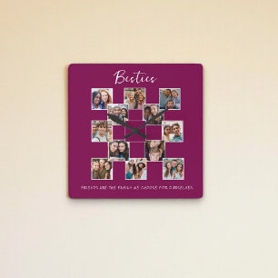 Besties Vänskap Photo collage Clock Fyrkantig Klocka