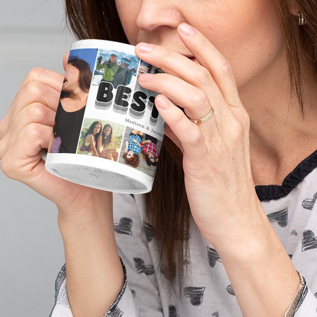 Besties Vänskap Photo Collage Coffee Mugg (Our mugs are like your best friend – always there to hold your secrets.)