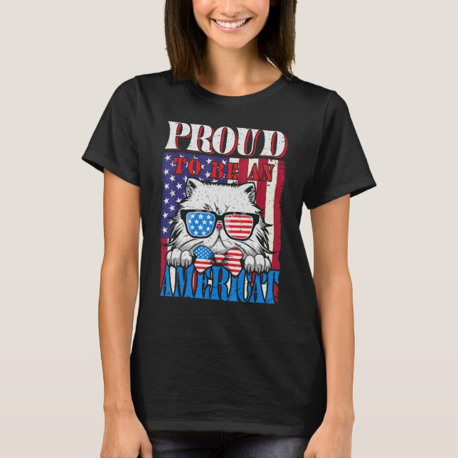 Bestis att vara amerikansk Cat Patriotic C T Shirt (Framsida)