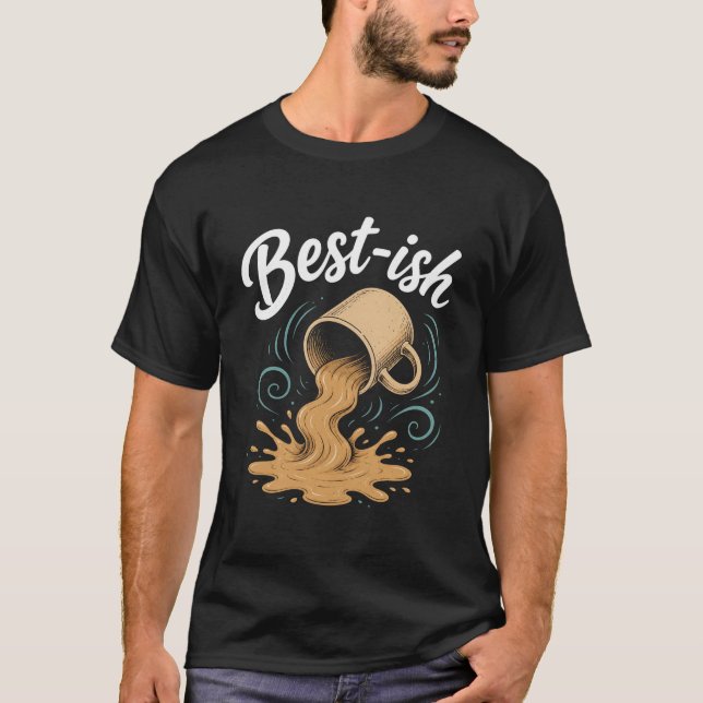BESTISH Kaffefläck Pöl Stänk Ojämnt Humor  T Shirt (Framsida)