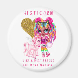 Bestkompis Gift for Girls, Magic Unicorn Rosa Magnet