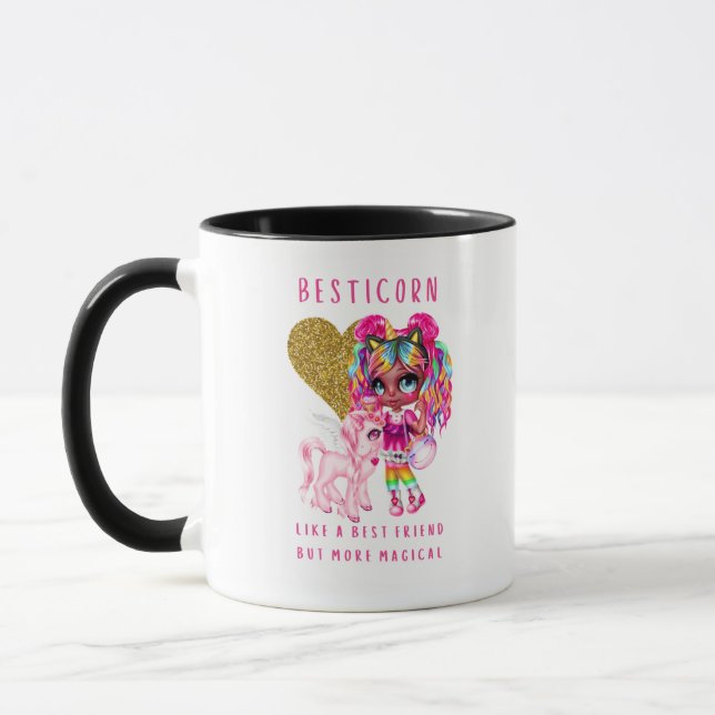 Bestkompis Gift for Girls, Magic Unicorn Rosa Mugg (Vänster)
