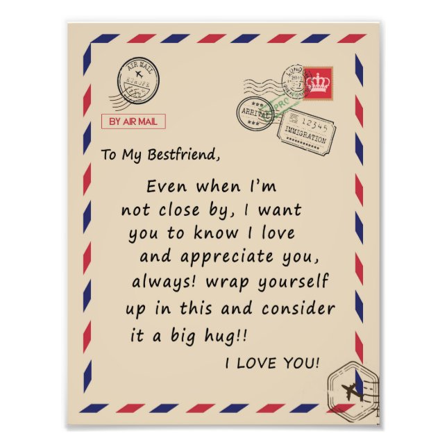 Bestkompis Gift | Till min Bestvän I Kärlek You Fototryck (Framsidan)