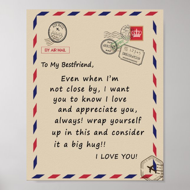 Bestkompis Gift | Till min Bestvän I Kärlek You Poster (Framsidan)