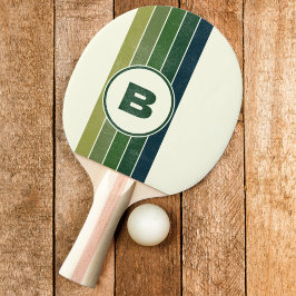 Beströmd Grön Retro fem Randig med Initialer Pingisracket