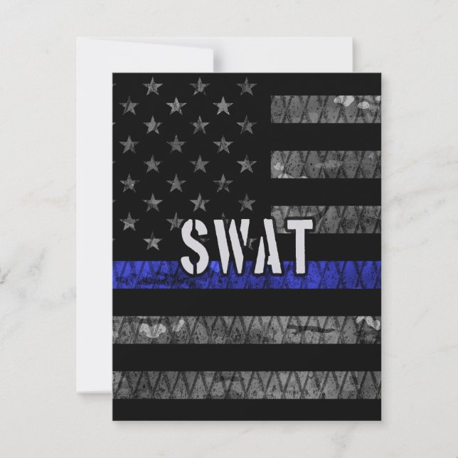Beströmd SWAT Polis Flagga Tack Kort (Framsida)