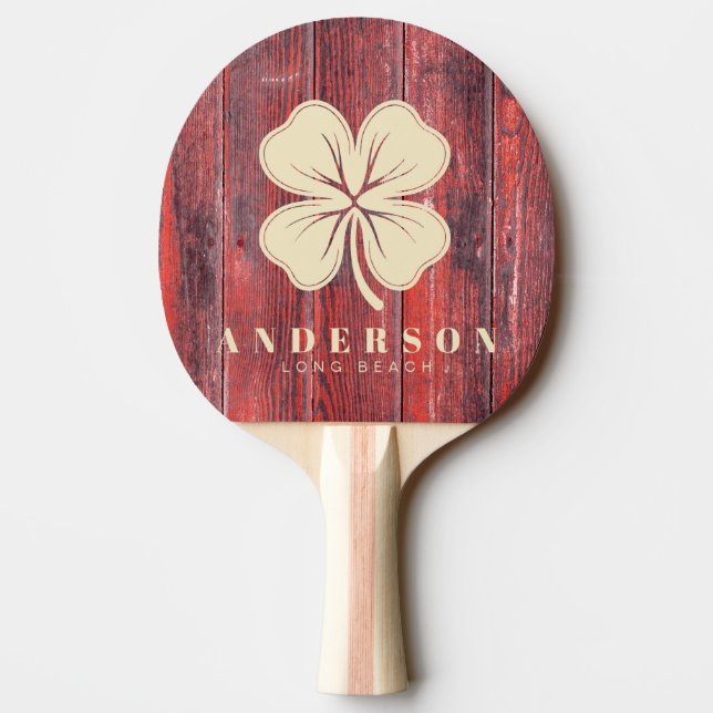 Beströva Ladanbrädor Fyrklöver med Namn Pingisracket (Baksidan)