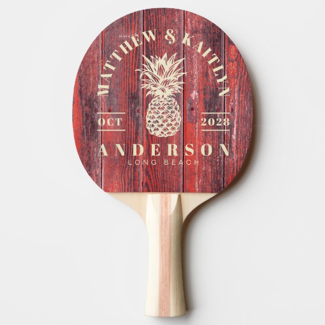 Bestrypta Ladanstyrelser Tropisk Ananas Bröllop Pingisracket (Baksidan)