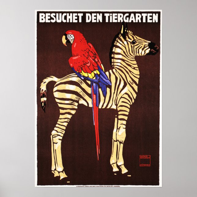 Besuchet Den Tiergarten Tyskland ZOO 1912 Promotio Poster (Framsidan)