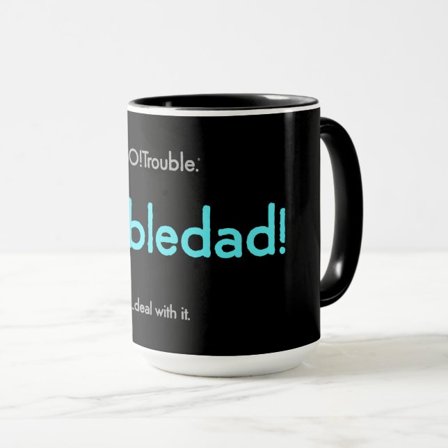 besvärligpappa! - elektrisk blå på svart mugg (Framsida höger)