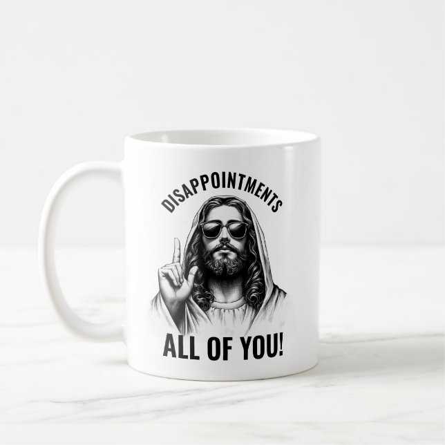 Besvikelser Allihop - Roligt Jesus Meme Kaffemugg (Vänster)