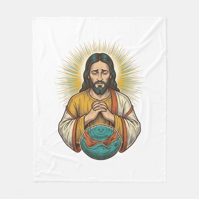 Besviken Jesus Deflaterad Träningsboll Gym Fail Fleecefilt (Framsidan)
