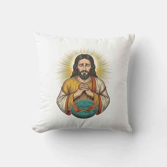 Besviken Jesus Deflaterad Träningsboll Gym Fail Kudde (Framsida)