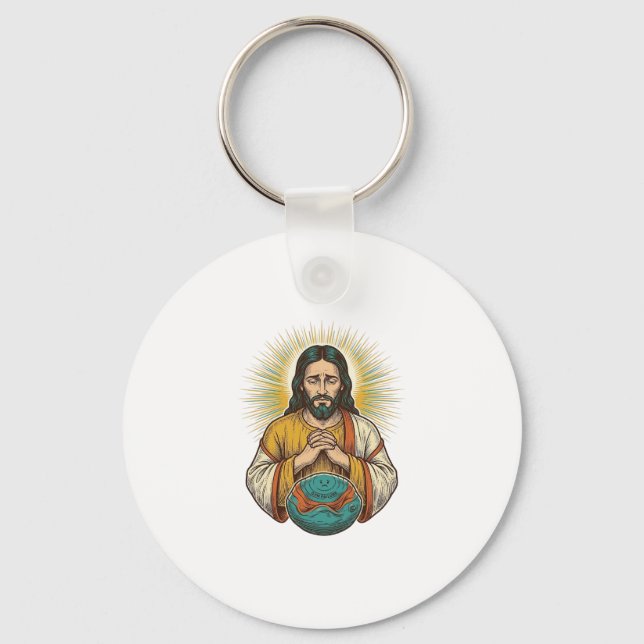 Besviken Jesus Deflaterad Träningsboll Gym Fail Nyckelring (Framsida)