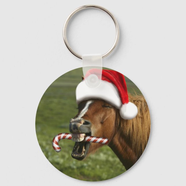 Besynt julhäst med jultomteleende nyckelring (Framsida)