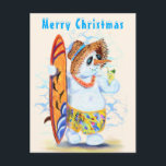 Besynt julkort med sommarsurfer i Snögubbe Vykort<br><div class="desc">Kort med sommarsurfare-drakar i Snögubbe, färsk cocktail Exotic Helgdag Teckning - Välj / lägg till din unika text / Namn / Färg - Gör din Speciella gåva - Ändra storlek och flytta eller ta bort och lägg till inslag / text med anpassning Roligt! Teckning och design efter MIGNED. Se mina...</div>