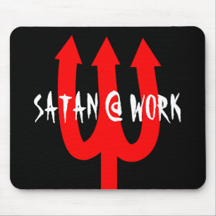 Besynt sataniskt musblock med rött djävulen-gaff musmatta