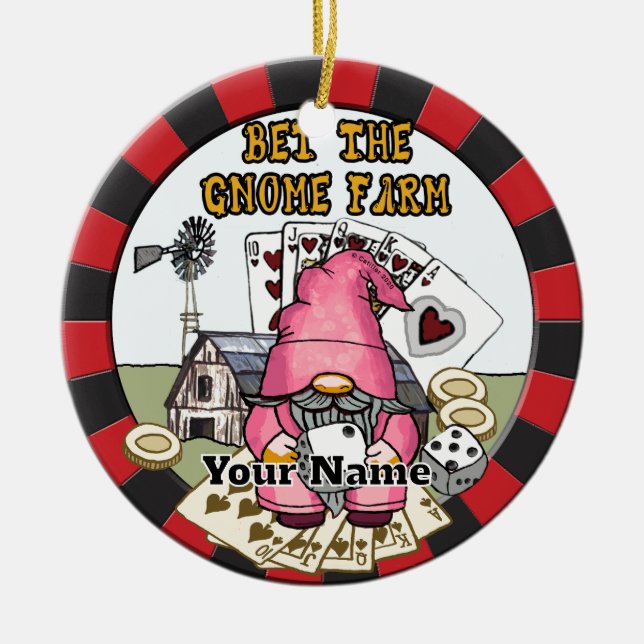 Bet farm gnome julgransprydnad keramik (Framsidan)