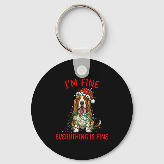 Bet Hound Dog Christmas I'm Fine Everything Is Fin Nyckelring (Framsida)