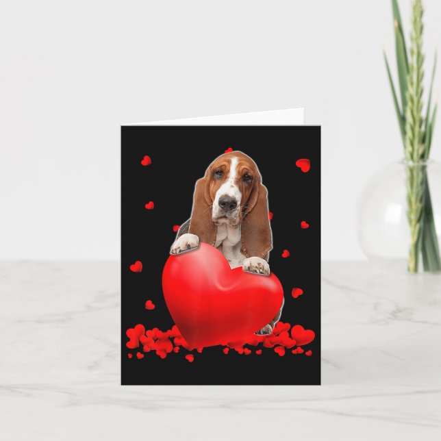 Bet Hound Hund Heart Valentines day par Manar Wome Kort (Framsida)