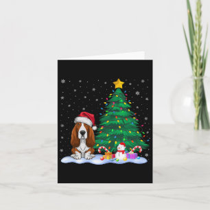 Bet Hound Hund Julafton Träd Ljus Reindeer Hat Kri Kort