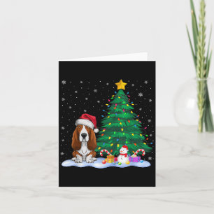 Bet Hound Hund Julafton Träd Ljus Reindeer Hat Kri Kort