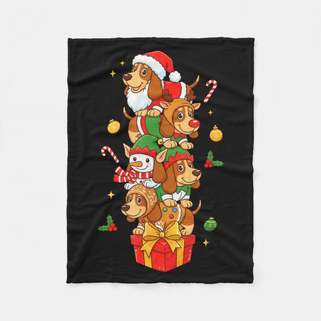 Bet Hound Santa Elf Snowman Christmas Womens Mens  Fleecefilt (Framsidan)