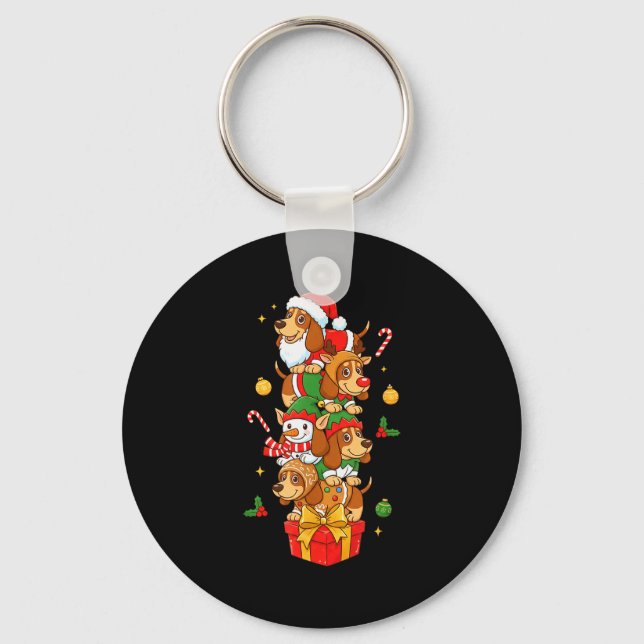 Bet Hound Santa Elf Snowman Christmas Womens Mens  Nyckelring (Framsida)