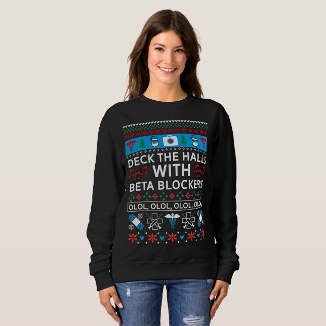 Beta Blockers - Nurse Ugly jul Sweater T Shirt (Hel framsida)