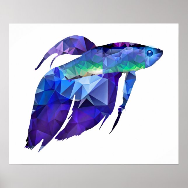 Beta Fish for Polygon Mosaic Blue Poster (Framsidan)