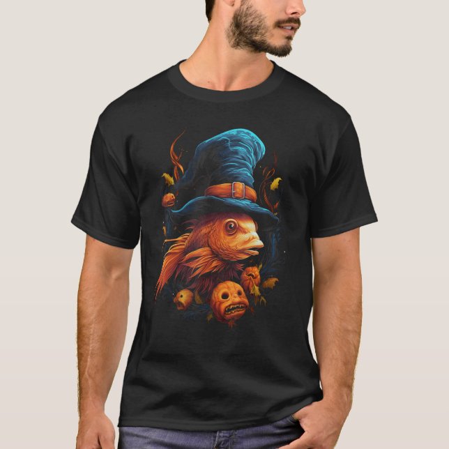 Beta Fish Halloween Grafiska T-shirts för män Kvin (Framsida)