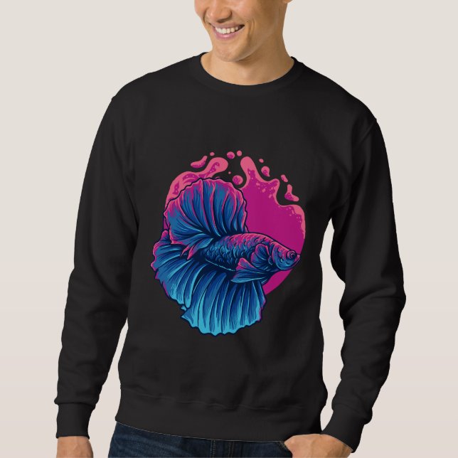Beta Fish Illustration Lång Ärmad Tröja (Framsida)