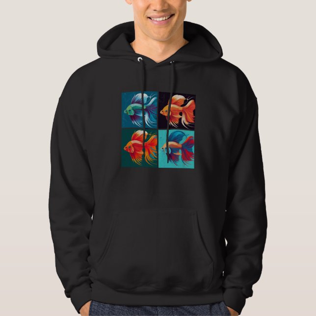 Beta Fish Pop Illustration Colorful Animal Women   Hoodie (Framsida)