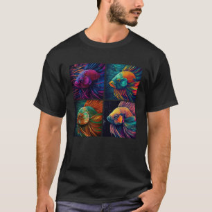 Beta Fisk Pop Illustration Färgglad Djur Kvinnor   T Shirt