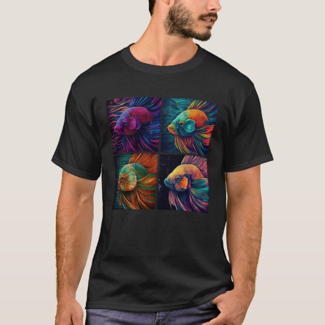 Beta Fisk Pop Illustration Färgglad Djur Kvinnor   T Shirt (Framsida)