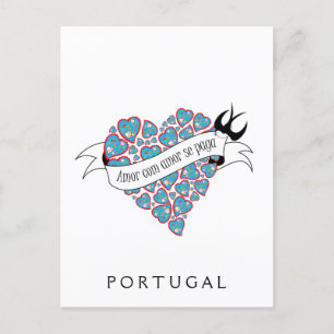 Betala kärlek med kärlek illustrerad portugisisk o vykort