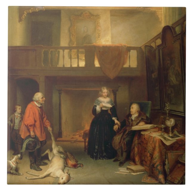 Betala tiondet (olja på panel) kakelplatta (Framsidan)