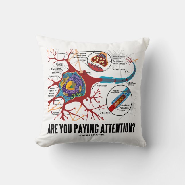 Betalar du uppmärksamhet? Neuron Synapse Humor Kudde (Framsida)
