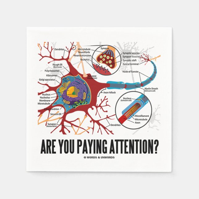 Betalar du uppmärksamhet? Neuron Synapse Humor Pappersservett (Framsidan)
