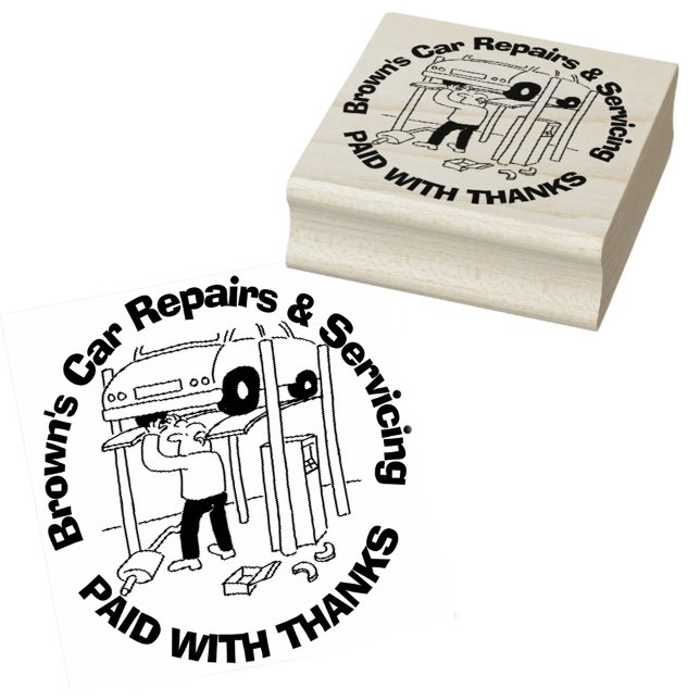 Betalat med tack. Reparationer och service av bila Stämpel (Skapare uppladdad)