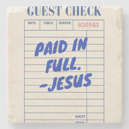 'Betald i sin helhet. - Jesus' Restaurang Kvitto B Stenunderlägg