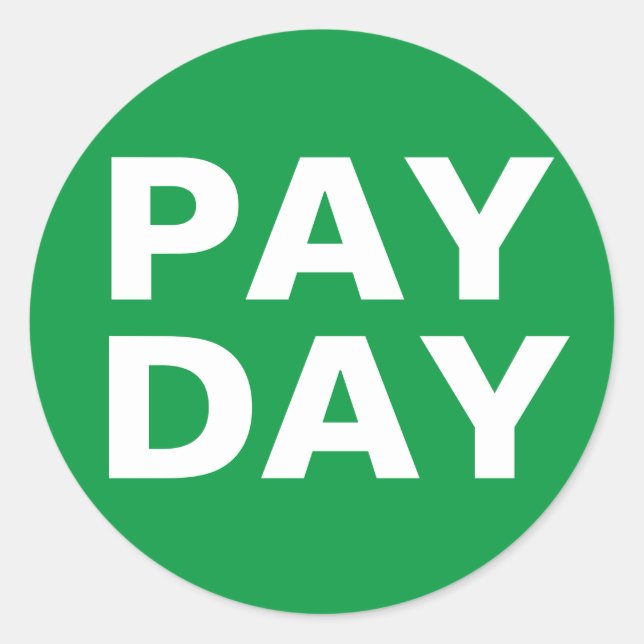 Betalningsdagskalenderstickare Runt Klistermärke (Framsida)