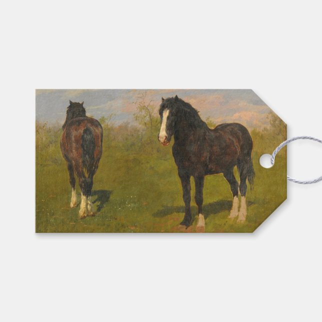 Betande hästar (av Rosa Bonheur) Presentetikett (Framsidan (Horisontell))