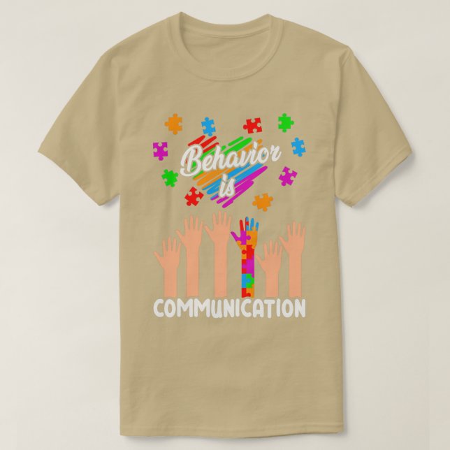 Beteende är CommunicationAutism Awareness Månad T Shirt (Design framsida)