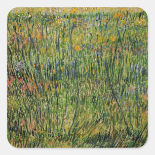Betesmark i blom av Vincent van Gogh Fyrkantigt Klistermärke