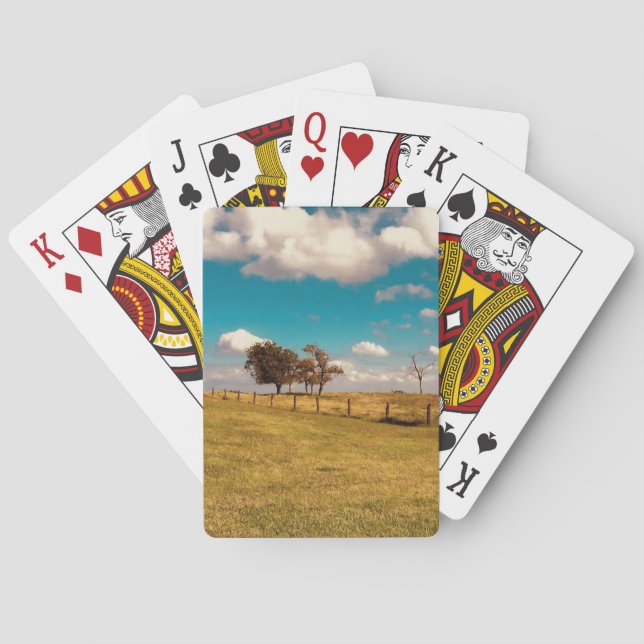 Betesmark med stängsel och Träd Casinokort (Baksidan)