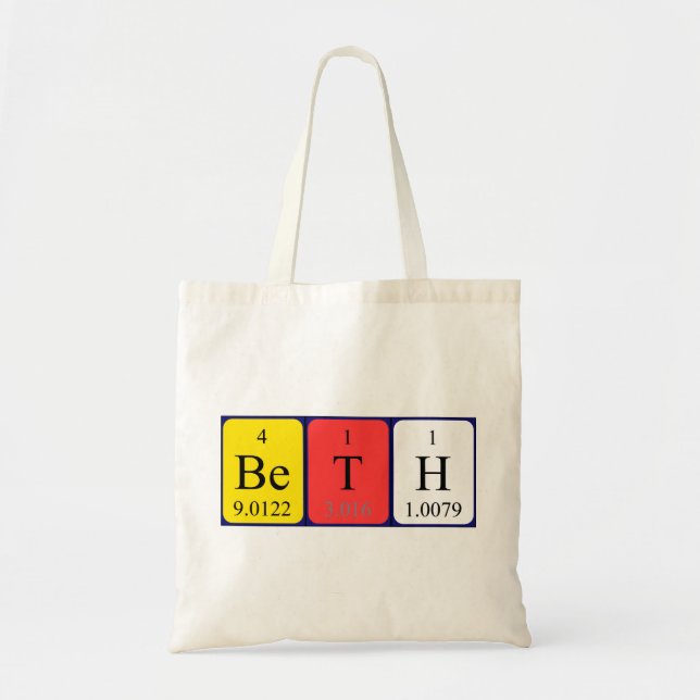 Beth periodisk bord namn tote bag tygkasse (Framsidan)