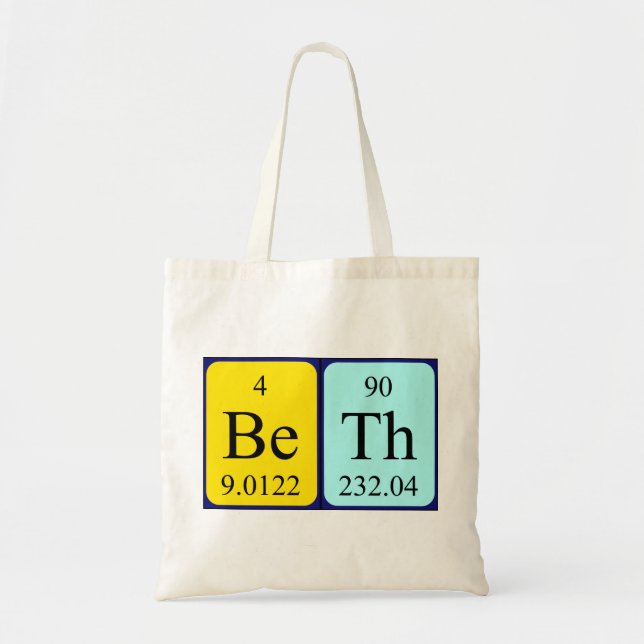 Beth periodisk bord namn tote bag tygkasse (Framsidan)