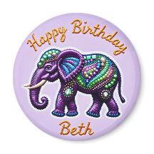 BETH ~ Personlig Lila Elephant Magnet