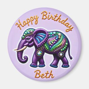 BETH ~ Personlig Lila Elephant Magnet